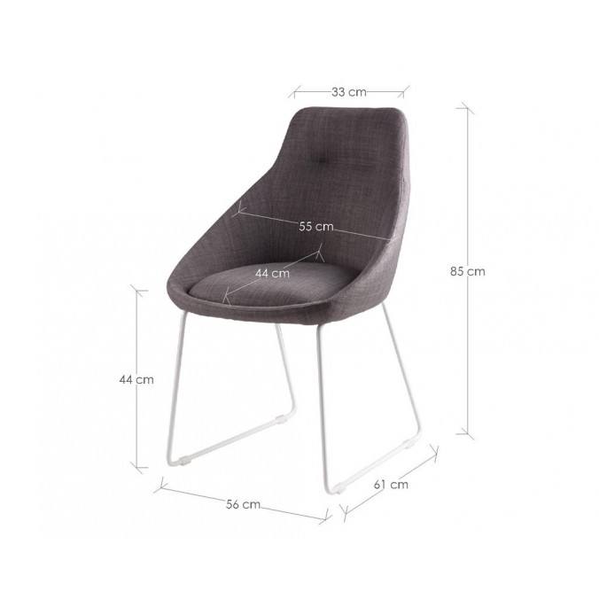 Silla diseño ALBA tapizado gris y patas color blanco