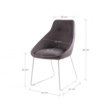 Silla diseño ALBA tapizado gris y patas color blanco
