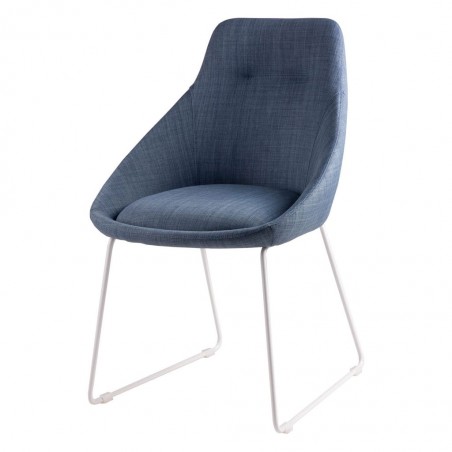Silla diseño ALBA tapizado azul y patas color blanco