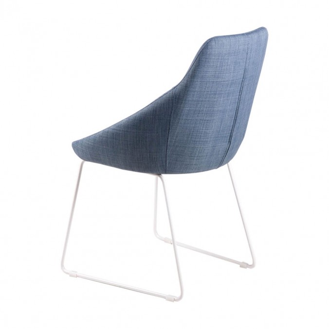 Silla diseño ALBA tapizado azul y patas color blanco