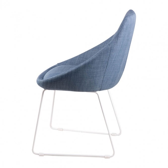 Silla diseño ALBA tapizado azul y patas color blanco