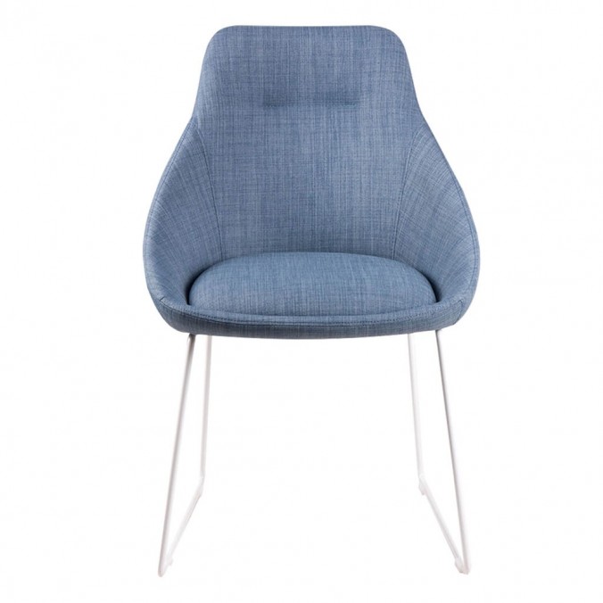 Silla diseño ALBA tapizado azul y patas color blanco