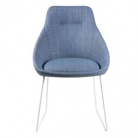 Silla diseño ALBA tapizado azul y patas color blanco