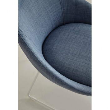 Silla diseño ALBA tapizado azul y patas color blanco 2