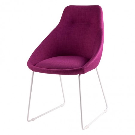 Silla diseño ALBA tapizado fucsia y patas color blanco