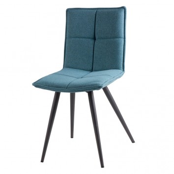 Silla diseño ZOE tapizado azul y patas color negro