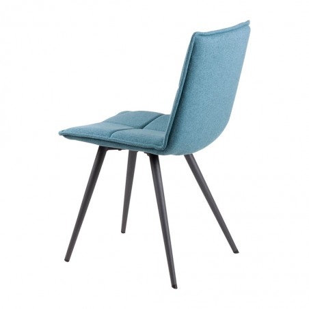 Silla diseño ZOE tapizado azul y patas color negro