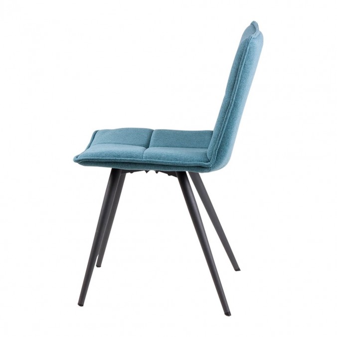 Silla diseño ZOE tapizado azul y patas color negro