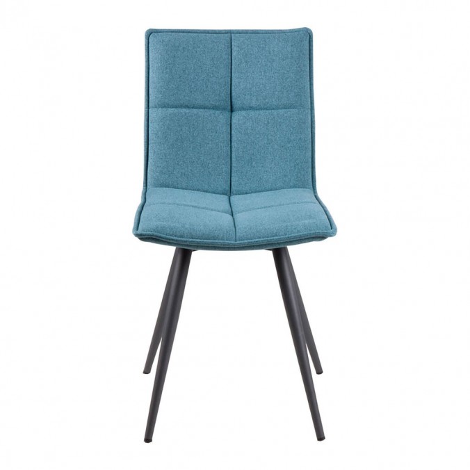 Silla diseño ZOE tapizado azul y patas color negro