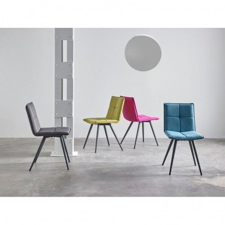 Silla diseño ZOE tapizado azul y patas color negro