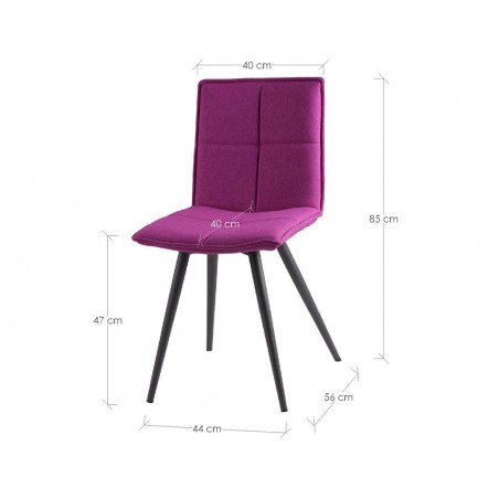 Silla diseño ZOE tapizado fucsia y patas color negro