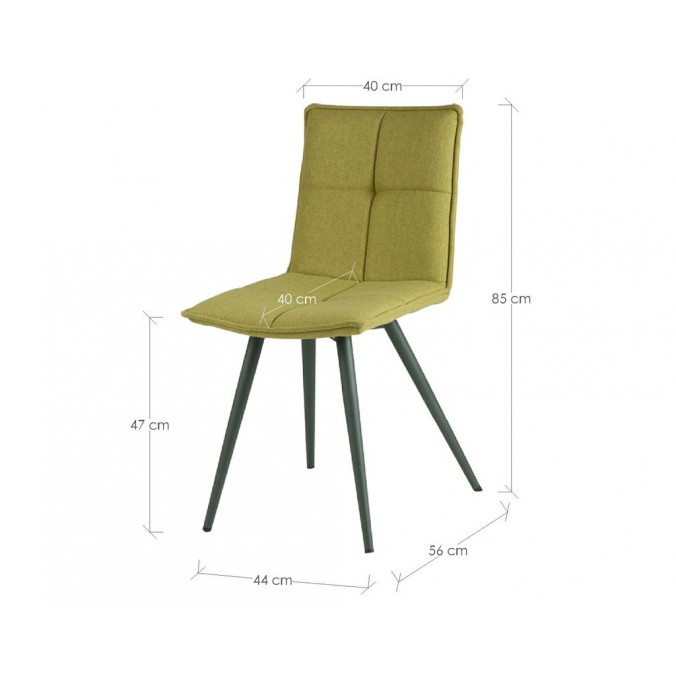 Silla diseño ZOE tapizado lima y patas color negro