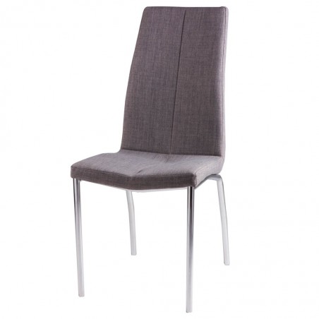 Silla CARLA tapizado gris y patas metal cromo