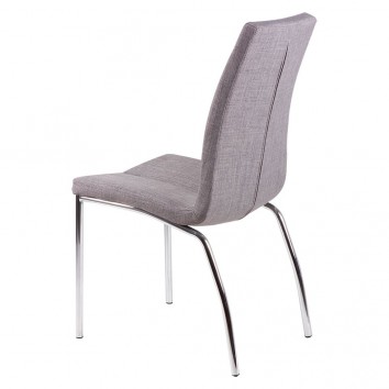 Silla CARLA tapizado gris y patas metal cromo 2