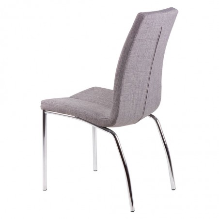 Silla CARLA tapizado gris y patas metal cromo