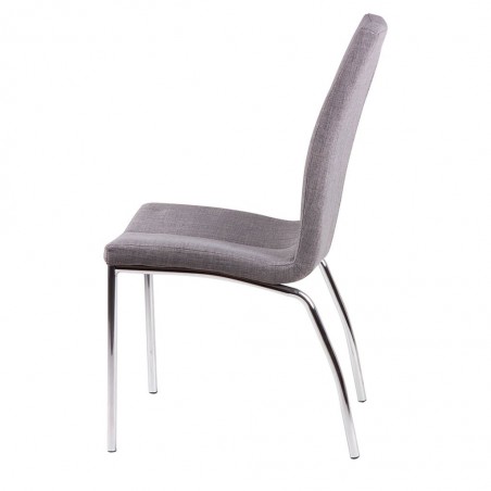 Silla CARLA tapizado gris y patas metal cromo