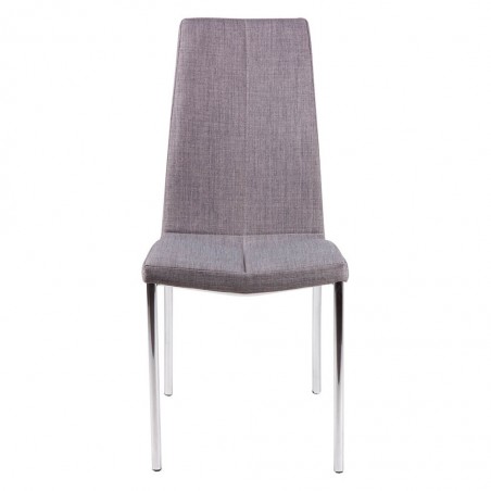 Silla CARLA tapizado gris y patas metal cromo