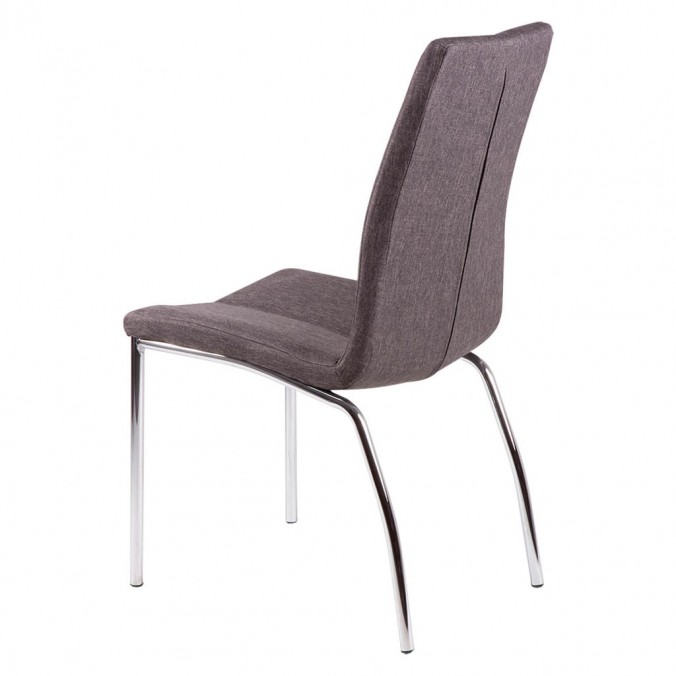 Silla CARLA tapizado gris oscuro y patas metal cromo