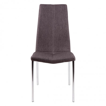 Silla CARLA tapizado gris oscuro y patas metal cromo