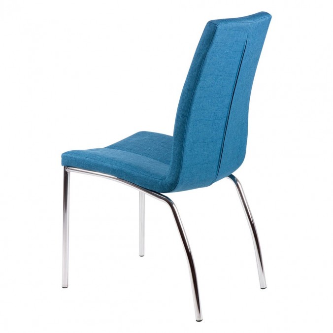 Silla CARLA tapizado azul oscuro y patas metal cromo Silla CARLA tapizado azul oscuro y patas metal cromo