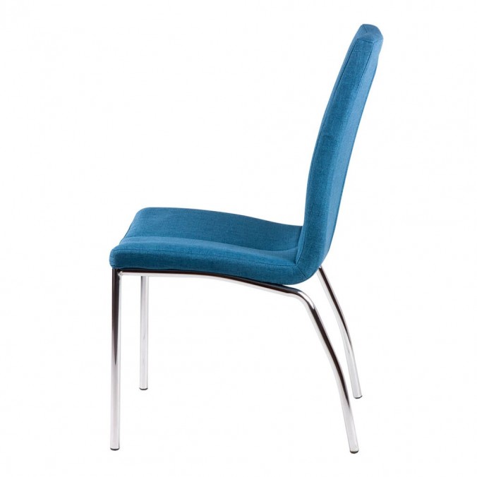 Silla CARLA tapizado azul oscuro y patas metal cromo Silla CARLA tapizado azul oscuro y patas metal cromo