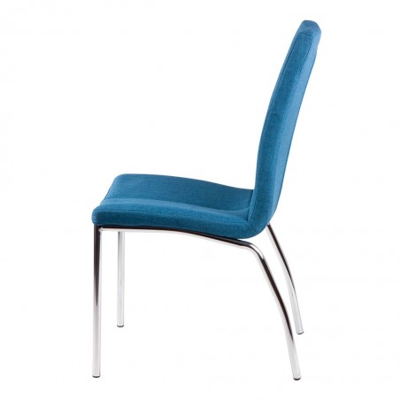 Silla CARLA tapizado azul oscuro y patas metal cromo