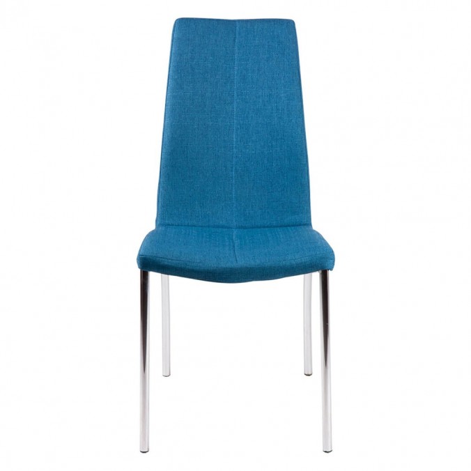 Silla CARLA tapizado azul oscuro y patas metal cromo Silla CARLA tapizado azul oscuro y patas metal cromo