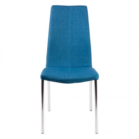 Silla CARLA tapizado azul oscuro y patas metal cromo