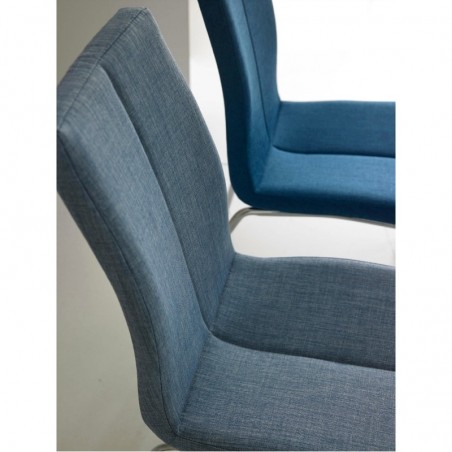Silla CARLA tapizado azul oscuro y patas metal cromo