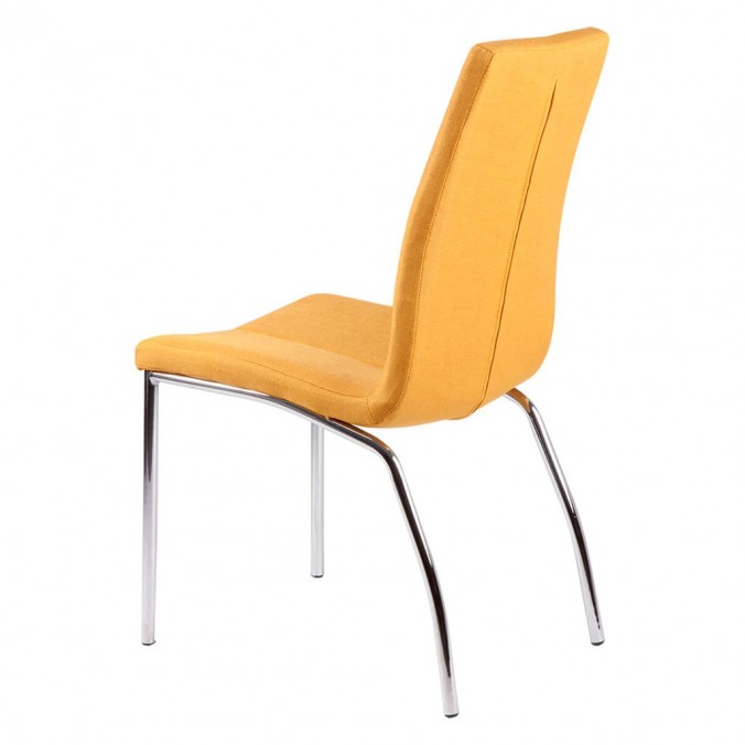 Silla CARLA tapizado mostaza y patas metal cromo