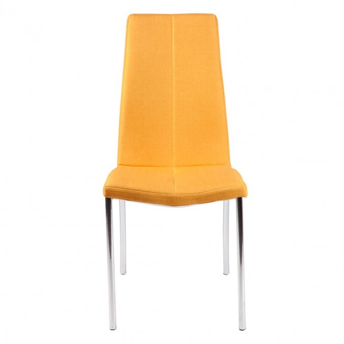 Silla CARLA tapizado mostaza y patas metal cromo
