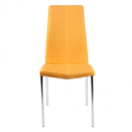 Silla CARLA tapizado mostaza y patas metal cromo