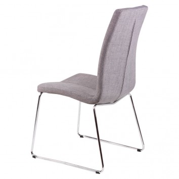 Silla AROA tapizado gris y patas metal cromo 2