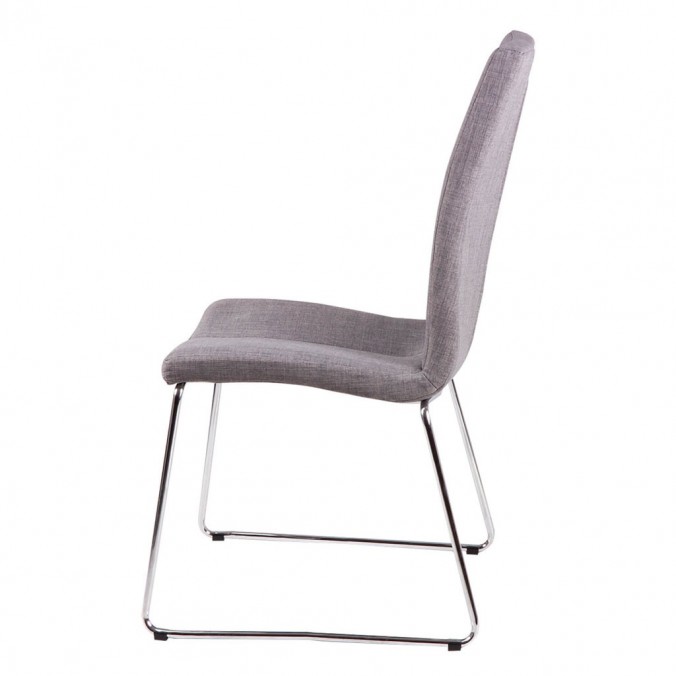 Silla AROA tapizado gris y patas metal cromo Silla AROA tapizado gris y patas metal cromo
