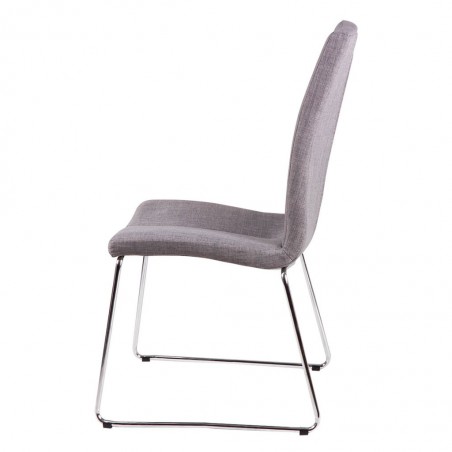 Silla AROA tapizado gris y patas metal cromo