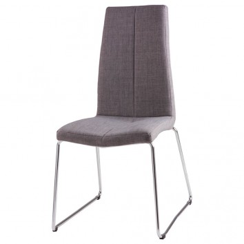 Silla AROA tapizado gris y patas metal cromo