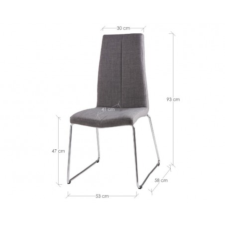 Silla AROA tapizado gris y patas metal cromo