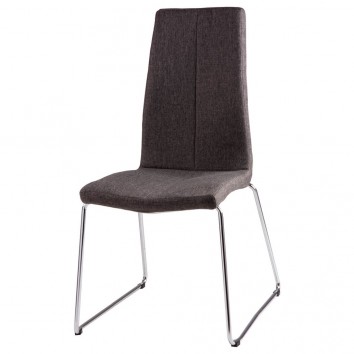 Silla AROA tapizado gris oscuro y patas metal cromo