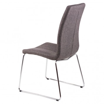 Silla AROA tapizado gris oscuro y patas metal cromo 2