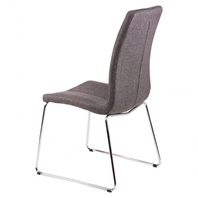 Silla AROA tapizado gris oscuro y patas metal cromo