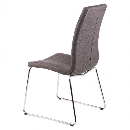 Silla AROA tapizado gris oscuro y patas metal cromo