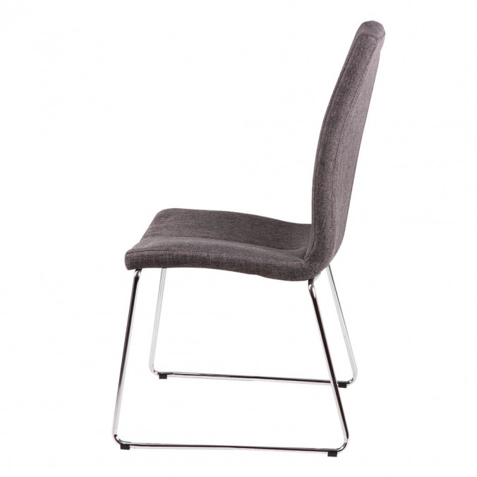 Silla AROA tapizado gris oscuro y patas metal cromo