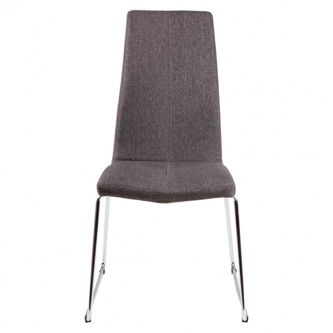 Silla AROA tapizado gris oscuro y patas metal cromo