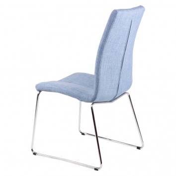 Silla AROA tapizado azul claro y patas metal cromo 2