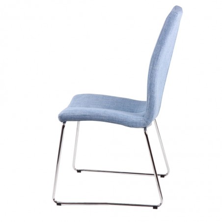 Silla AROA tapizado azul claro y patas metal cromo