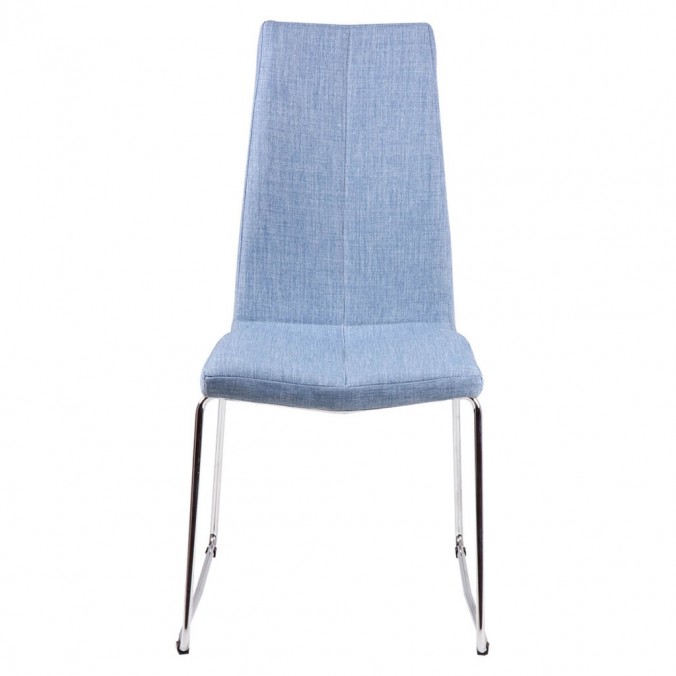 Silla AROA tapizado azul claro y patas metal cromo