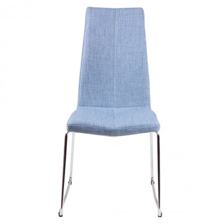 Silla AROA tapizado azul claro y patas metal cromo