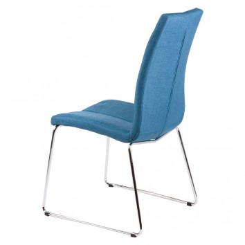 Silla AROA tapizado azul y patas metal cromo 2