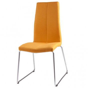 Silla AROA tapizado mostaza y patas metal cromo