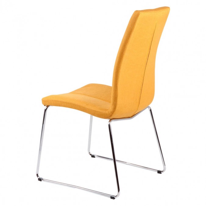 Silla AROA tapizado mostaza y patas metal cromo